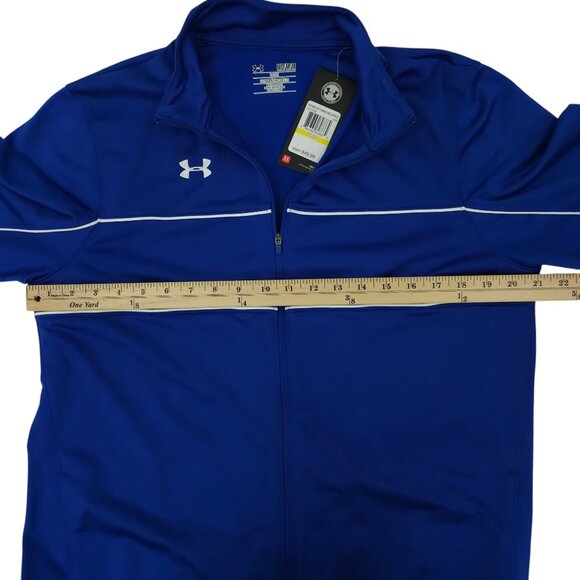 Under Armour Full Zip Track Wind Jacket Womens Size M Knit Warm Up Royal Blue - Picture 3 of 16